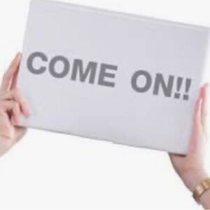 White Sign with Gray Text